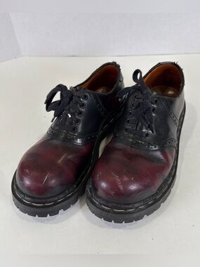 VTG Gripfast Made in England Womens Sz UK 4 Oxblood Black Two-Tone Leather Shoe